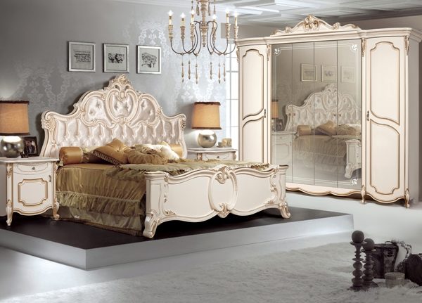 Белая спальня в стиле барокко Лорена