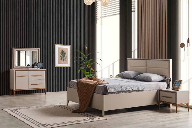 Бежевый комплект мебели для спальни Кумсал