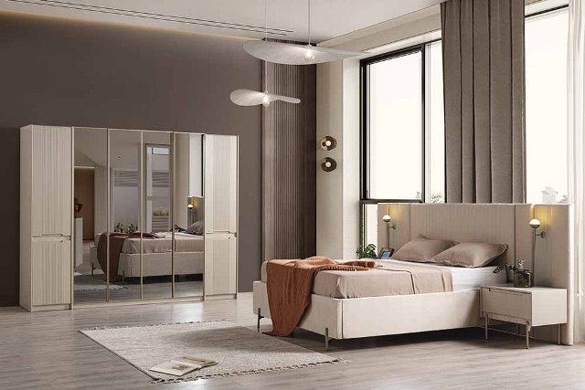 Кремовая современная мебель для спальни Орландо