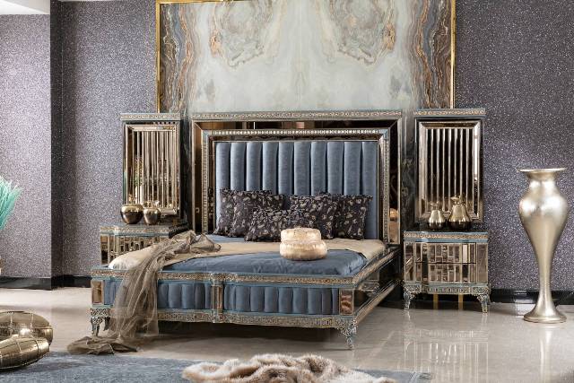 Синий спальный гарнитур Аматис, ALIG Синий спальный гарнитур Аматис, ALIG