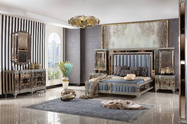 Синий спальный гарнитур Аматис, ALIG Синий спальный гарнитур Аматис, ALIG