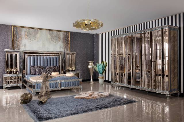 Синий спальный гарнитур Аматис, ALIG Синий спальный гарнитур Аматис, ALIG