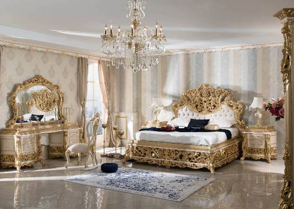 Золотая резная мебель для спальни Ася, ALIG