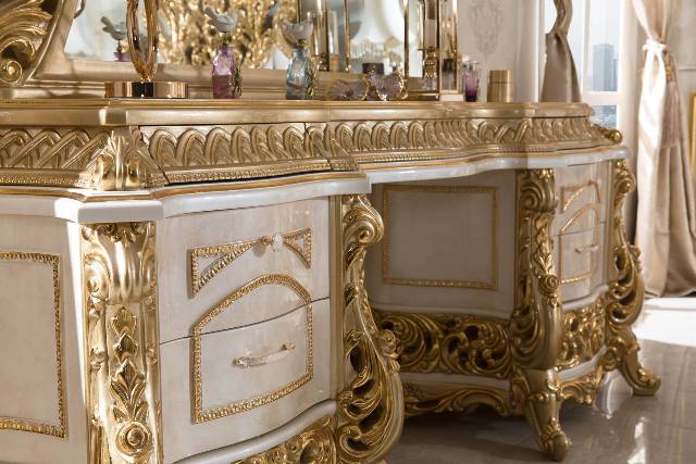 Золотая резная мебель для спальни Ася, ALIG