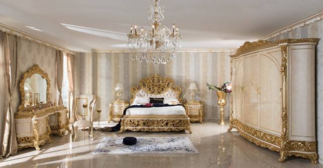 Золотая резная мебель для спальни Ася, ALIG