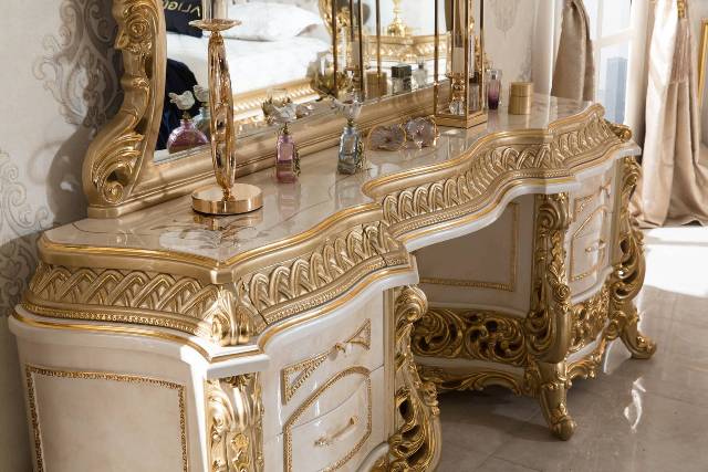 Золотая резная мебель для спальни Ася, ALIG