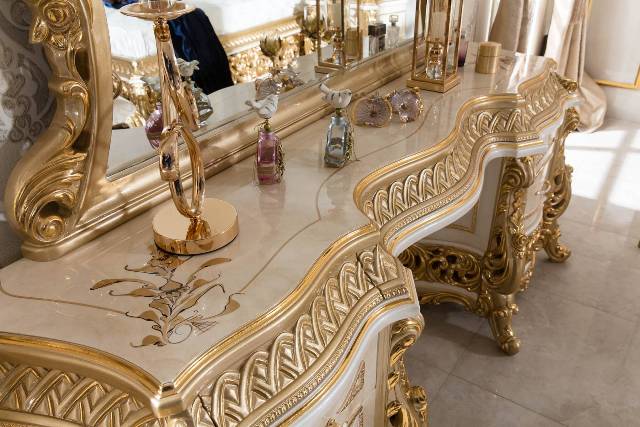 Золотая резная мебель для спальни Ася, ALIG