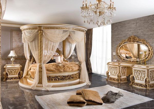 Золотая спальня с круглой кроватью Айбарс, Alig