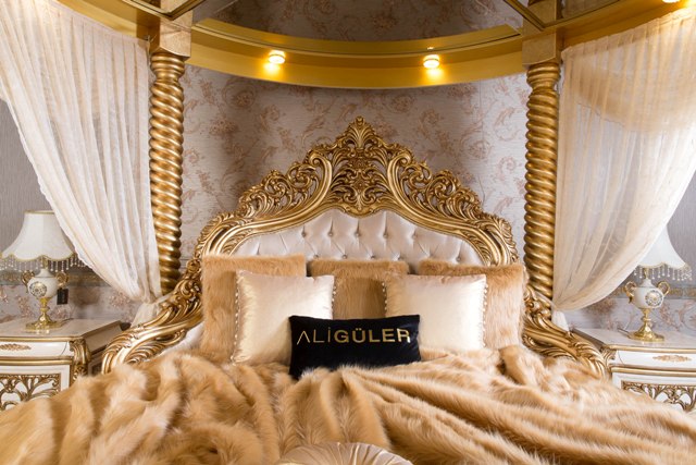 Золотая спальня с круглой кроватью Айбарс, Alig