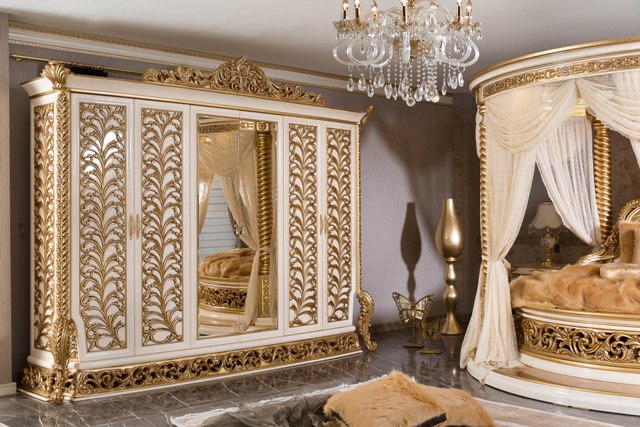 Золотая спальня с круглой кроватью Айбарс, Alig