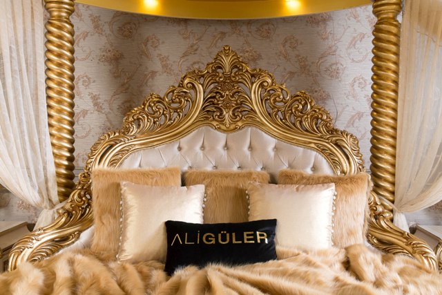 Золотая спальня с круглой кроватью Айбарс, Alig