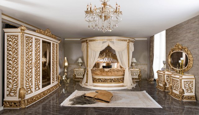 Золотая спальня с круглой кроватью Айбарс, Alig