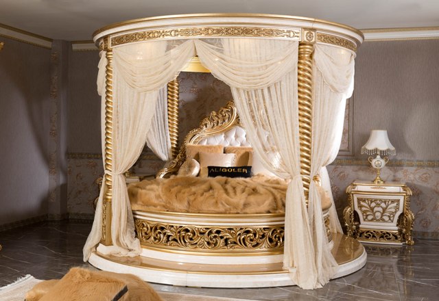 Золотая спальня с круглой кроватью Айбарс, Alig