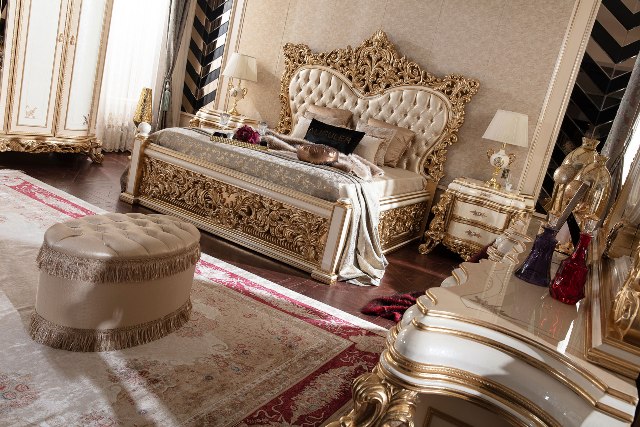 Золотая мебель для спальни Флоренция, ALIG