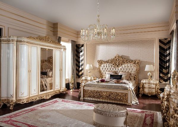 Золотая мебель для спальни Флоренция, ALIG