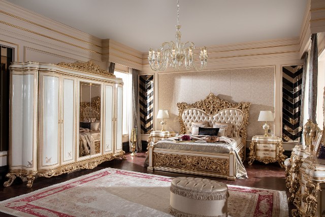 Золотая мебель для спальни Флоренция, ALIG