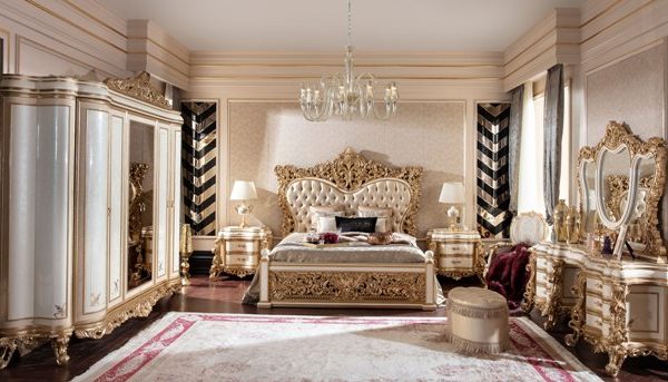 Золотая мебель для спальни Флоренция, ALIG