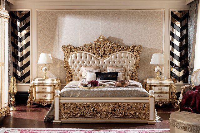 Золотая мебель для спальни Флоренция, ALIG
