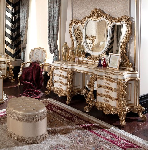 Золотая мебель для спальни Флоренция, ALIG