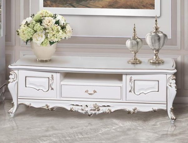 Белая тумба ТВ Шампань, Энигма белое золото