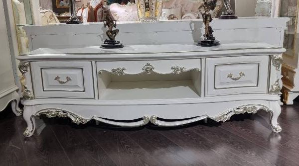 Белая классическая тумба под телевизор Шарм, Энигма