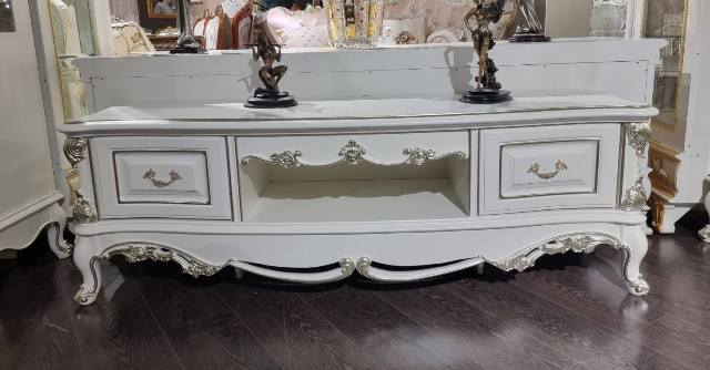 Белая классическая тумба под телевизор Шарм, Энигма