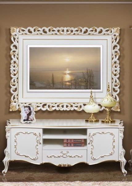 Классическая белая тумба под телевизор Людовик, Энигма