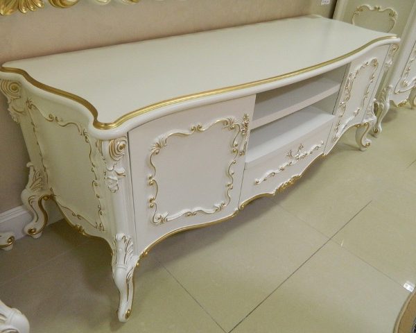 Классическая белая тумба под телевизор Людовик, Энигма