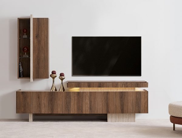 Ореховая современная тумба под телевизор Кармен, NEW