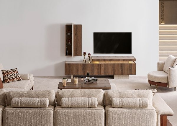 Ореховая современная тумба под телевизор Кармен, NEW