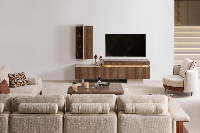 Ореховая современная тумба под телевизор Кармен, NEW