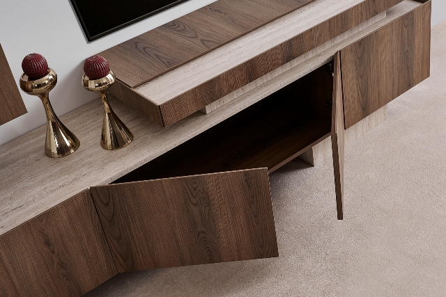 Ореховая современная тумба под телевизор Кармен, NEW