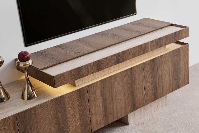 Ореховая современная тумба под телевизор Кармен, NEW