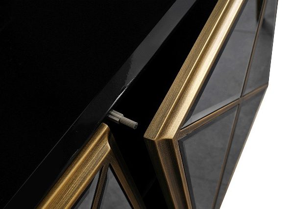 Черная зеркальная ТВ тумба Пикассо, NEW