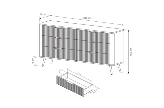 Кремовый комод на 6 ящиков Ланте, Польша