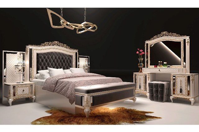 Белая спальня с золотом Алмаз, DAS