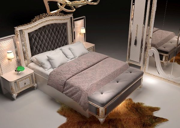 Белая спальня с золотом Алмаз, DAS