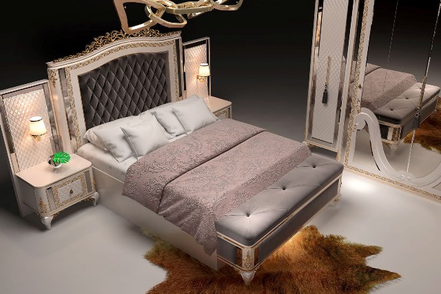 Белая спальня с золотом Алмаз, DAS