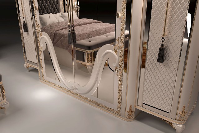 Белая спальня с золотом Алмаз, DAS