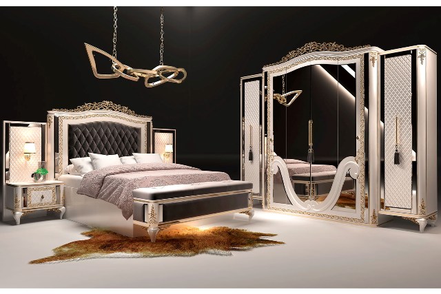 Белая спальня с золотом Алмаз, DAS