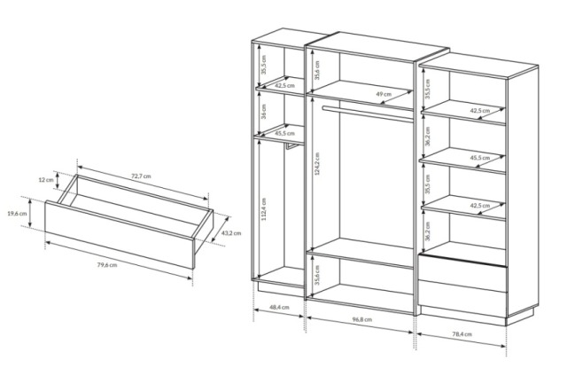 Белый пятидверный шкаф Куб 3D, Польша