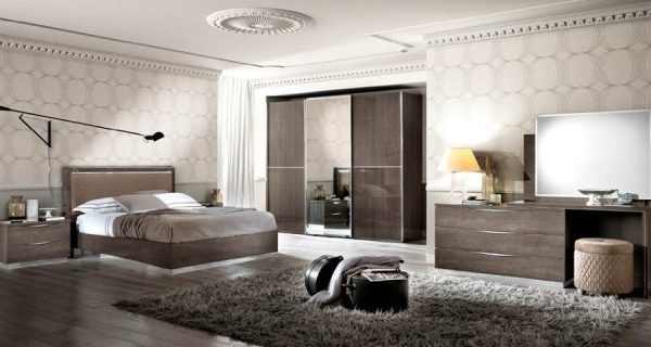 Ореховая итальянская мебель в спальню Платинум, PLATINUM