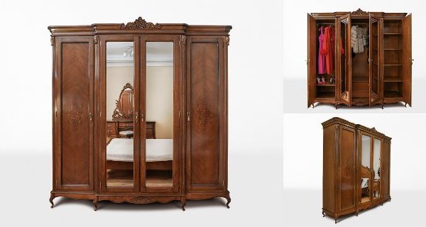 Ореховый шкаф для одежды Изабелла