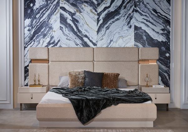 Кремовая современная мебель для спальни Осло, Галакси