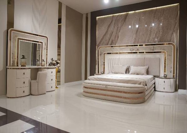 Белая мебель для спальни Рио с золотом, Dasell