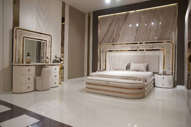 Белая мебель для спальни Рио с золотом, Dasell