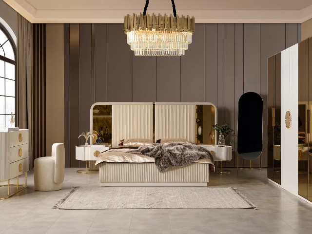 Белая спальня Gucci Гуччи с золотом, Green Белая спальня Gucci Гуччи с золотом, Green