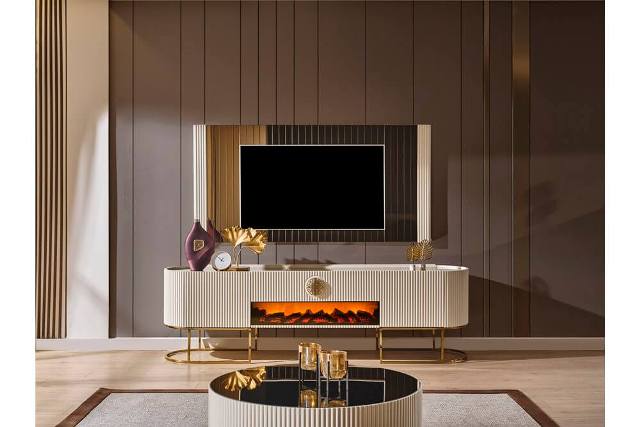 ТВ Тумба с камином Gucci, Грин