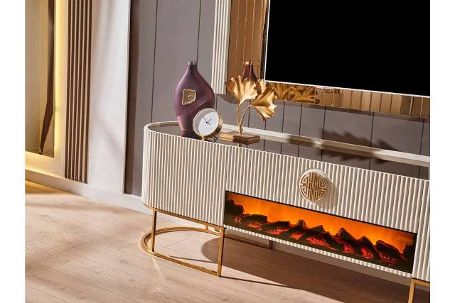 ТВ Тумба с камином Gucci, Грин