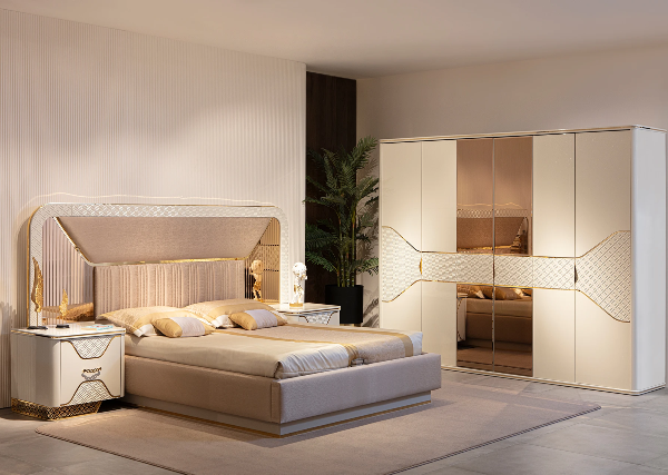 Бежевая спальня Асос с золотом, NERO